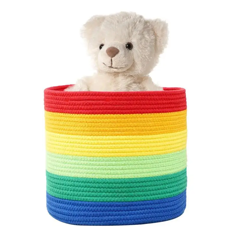 Радужная веревочная корзина, радужная веревочная корзина с ручками, для одеял, радужная корзина для детской комнаты, детская корзина 
Радужная веревочная корзина, радужная веревочная корзина с ручками, для одеял, радужная корзина для детской комнаты, детская корзина