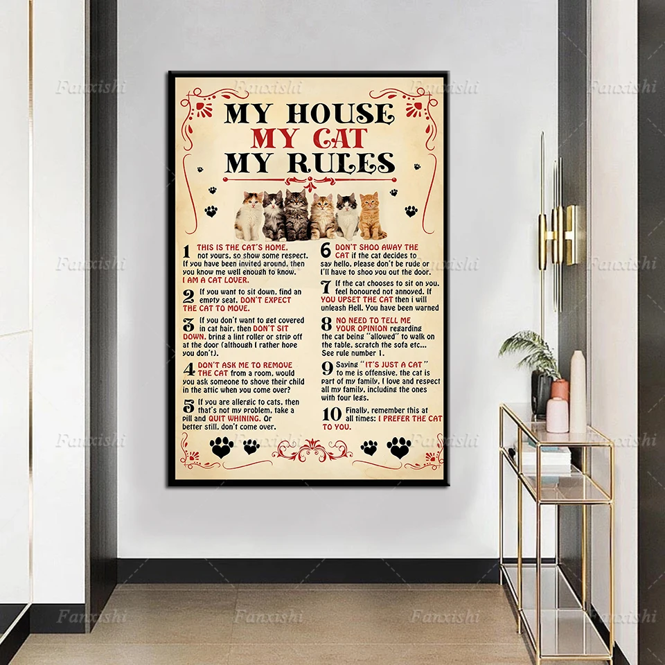 Hd Prints Home Decor My House My Cat My Rules Canvas Paintings Modular Pictures Wall Art Retro Poster Funny Xmas Gift Cat Lover
Hd Prints Home Decor My House My Cat My Rules Canvas Paintings Modular Pictures Wall Art Retro Poster Funny Xmas Gift Cat Lover