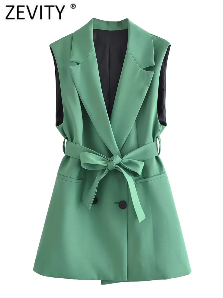 Zevity Women Fashion Sleeveless Double Breasted Vest Jacket Office Ladies Sashes Suits Waistcoat Casual Slim Outwear Tops CT914
Zevity Women Fashion Sleeveless Double Breasted Vest Jacket Office Ladies Sashes Suits Waistcoat Casual Slim Outwear Tops CT914