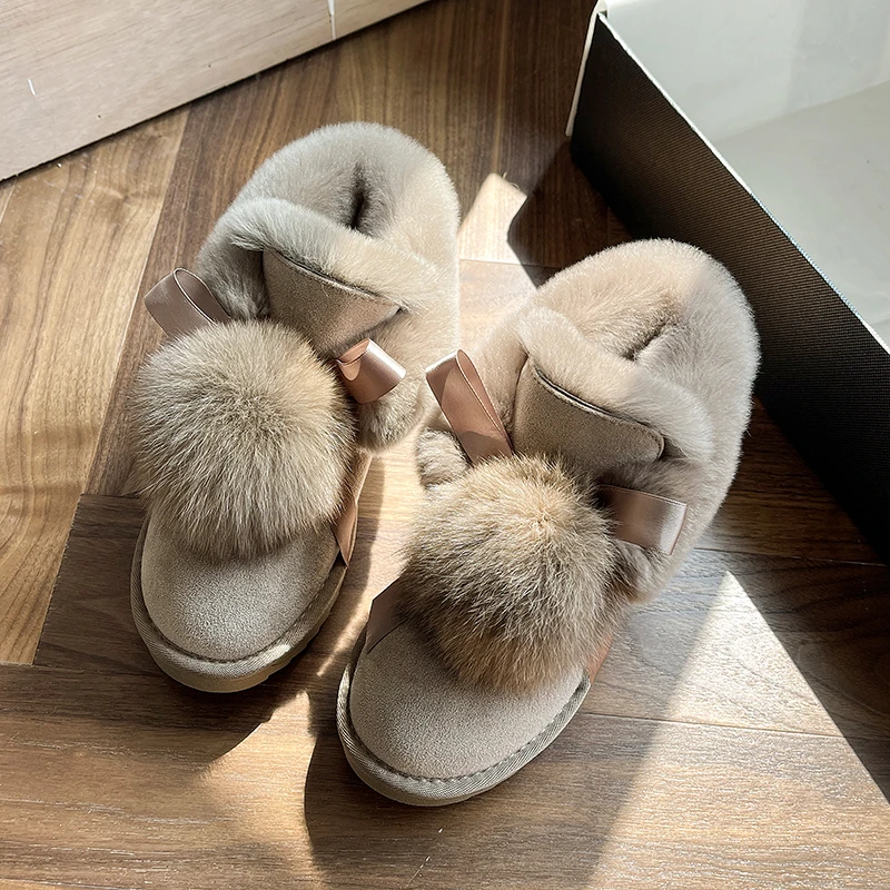 2023 new soft bottom round head non-slip women's winter snow boots real rabbit hair fur one
2023 new soft bottom round head non-slip women's winter snow boots real rabbit hair fur one