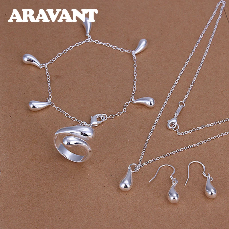 925 Silver Water Drop Earring Pendants Necklaces Ring Bracelet Set For Women Fashion Jewelry
925 Silver Water Drop Earring Pendants Necklaces Ring Bracelet Set For Women Fashion Jewelry