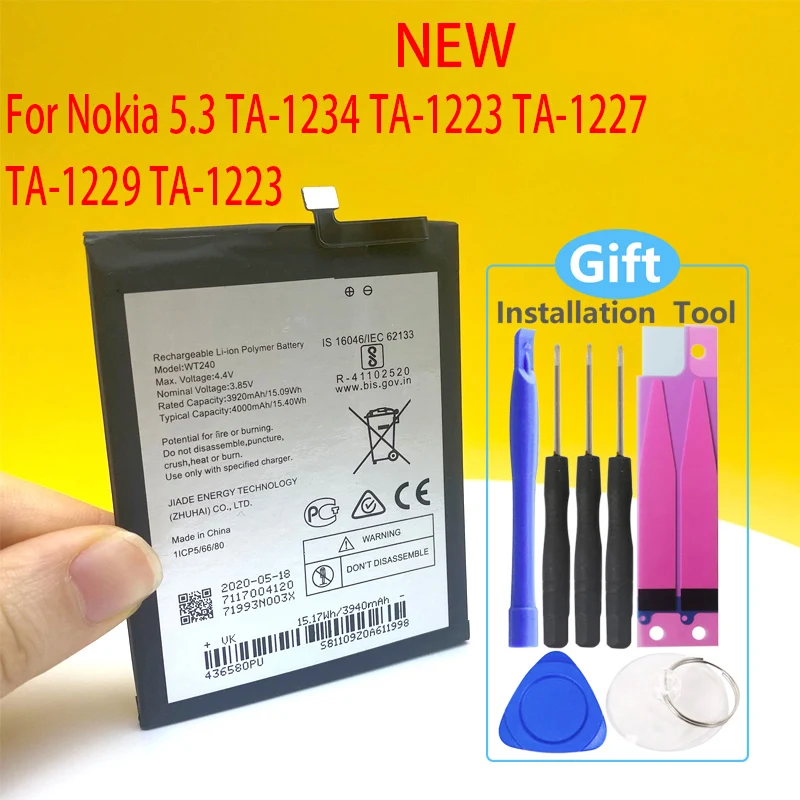 New 4000mAh WT240 Battery For Nokia 3.2 TA-1156 TA-1159 TA-1164 Phone +Tracking Number
New 4000mAh WT240 Battery For Nokia 3.2 TA-1156 TA-1159 TA-1164 Phone +Tracking Number