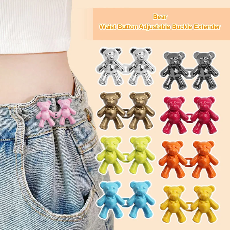 

1Pair Detachable Buttons Bear Snap Fastener Pants Pin Retractable Button Sewing-Free Buckles for Jeans Perfect Fit Reduce Waist