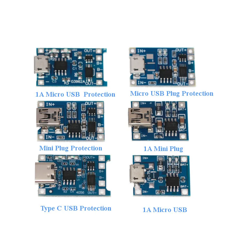 TP4056 Micro USB Type-C 5V 1A 18650 Lithium Battery Charging Protection Board TE585 LIPO Charger Module DIY Parts
TP4056 Micro USB Type-C 5V 1A 18650 Lithium Battery Charging Protection Board TE585 LIPO Charger Module DIY Parts