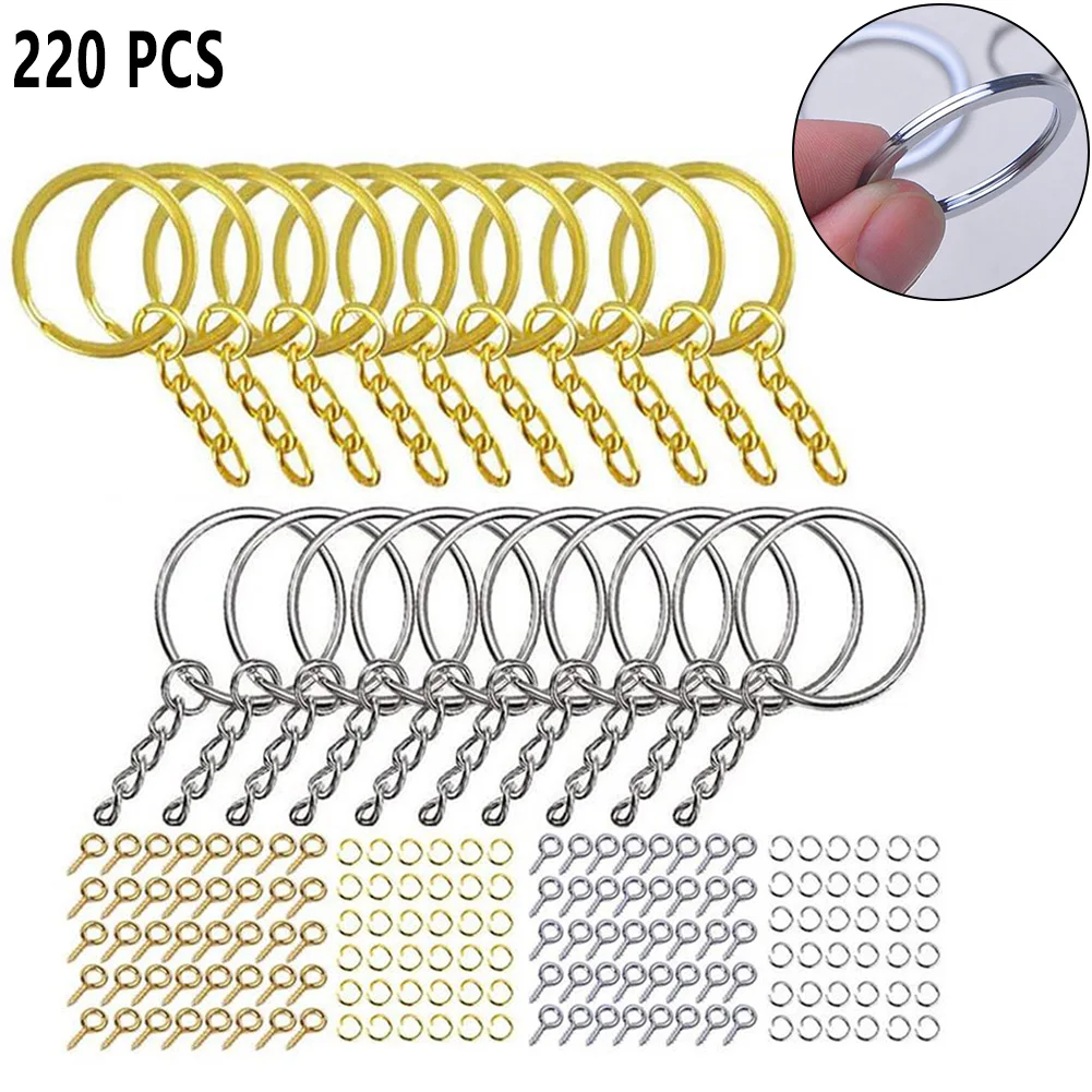 220Pcs Key Ring Chains With Open Jump Ring Chain Extender Eye Pins Split Sliver Gold Keyring DIY Crafts Jewelry Making Accessori
220Pcs Key Ring Chains With Open Jump Ring Chain Extender Eye Pins Split Sliver Gold Keyring DIY Crafts Jewelry Making Accessori