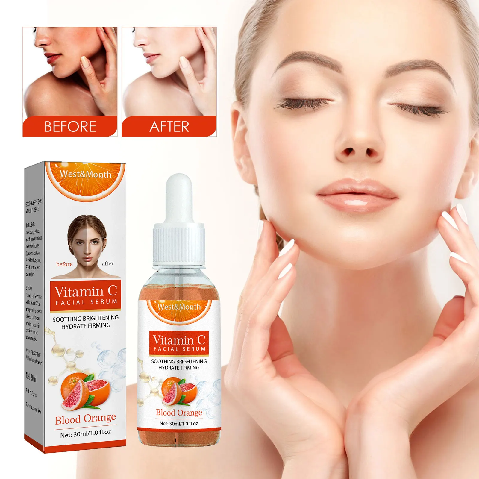 

Vitamin C Whitening Serum Dark Spot Remover Melasma Melanin Moisturizing Blood Orange Soothing Brightening VC Face Essence 30ml
