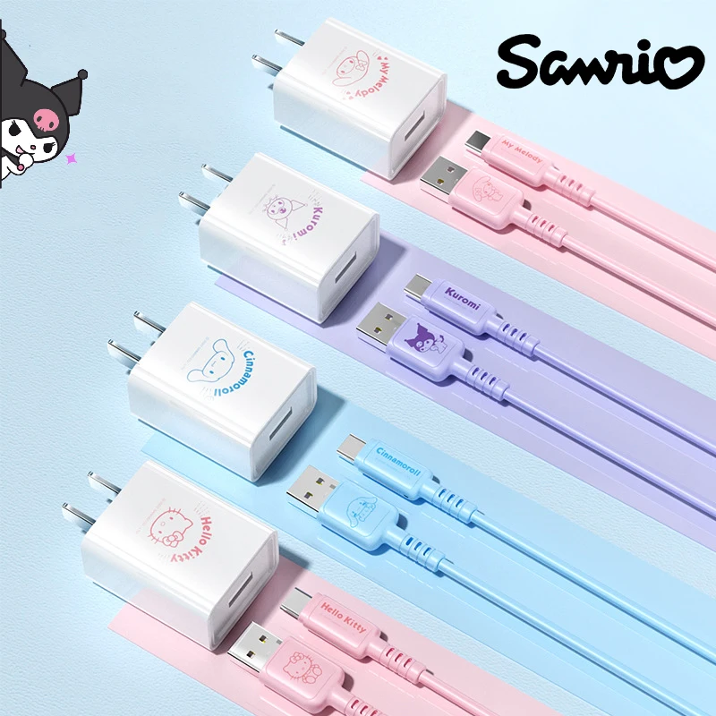 

Anime Kawaii Sanrio Hello Kitty Charging Cable Kuromi Cinnamoroll MyMelody Girl Quick Charge Apple Data Cable Charging Head Set