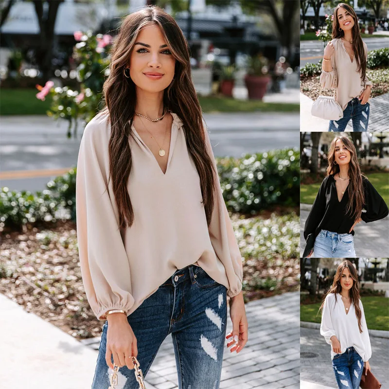 Spring/Summer 2023 New Women's Dress Cool Long Sleeve Shirt Solid Casual V-Neck Loose Top Women's Dress
Spring/Summer 2023 New Women's Dress Cool Long Sleeve Shirt Solid Casual V-Neck Loose Top Women's Dress
