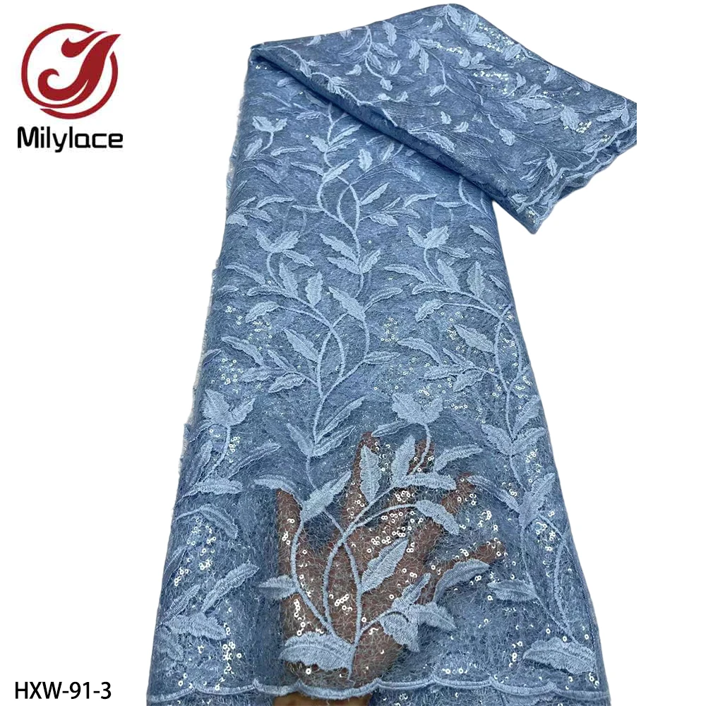 Hot Sale Embroidery French Net Tulle Laces Fabric Nigeria Dresses for Wedding Lace Fabric with Sequins Lace HXW-91 
Hot Sale Embroidery French Net Tulle Laces Fabric Nigeria Dresses for Wedding Lace Fabric with Sequins Lace HXW-91