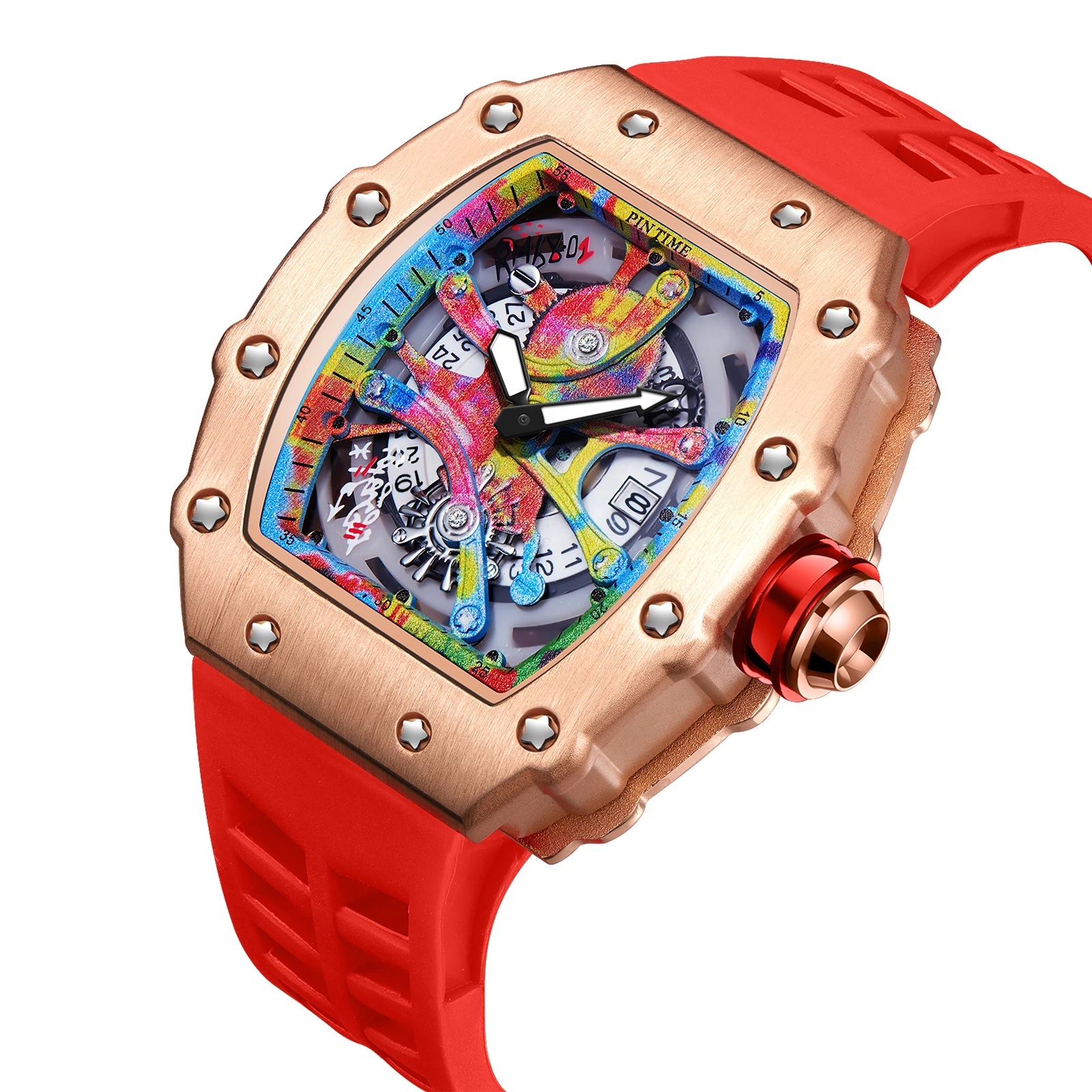 PINTIME Military Quartz Watch for Men Luxury Chronograph Colorful Painting Dial Wristwatch Silicone Rubber Band Clock Male Reloj
PINTIME Military Quartz Watch for Men Luxury Chronograph Colorful Painting Dial Wristwatch Silicone Rubber Band Clock Male Reloj