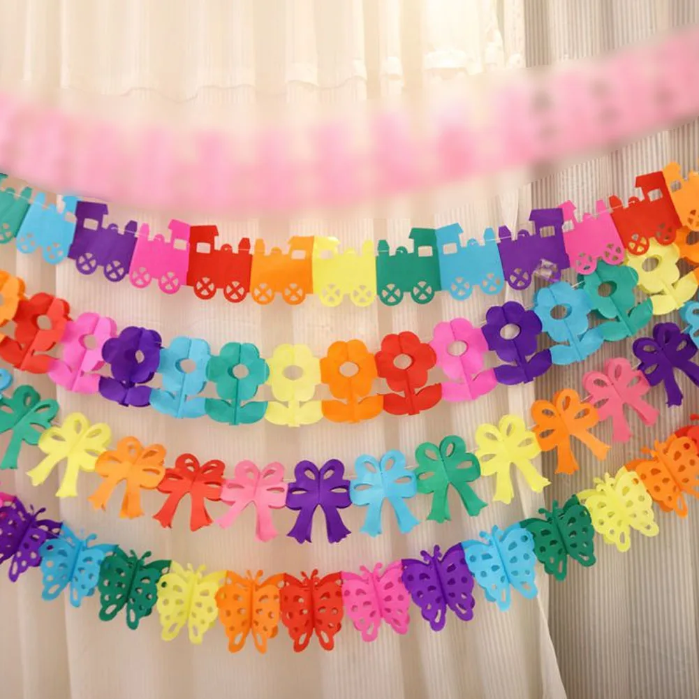 

3m Paper butterfly Garland flower Banner Pull Flag Happy Birthday Wedding Party Favor Baby Shower Curtain Decoration Supplies