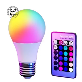 홈 데코 네온 조명 LED 스마트 16 색 조광 전구, 야간 램프, E27 RGB 리모컨 LED 램프, 조도 조절 매직 무드 전구