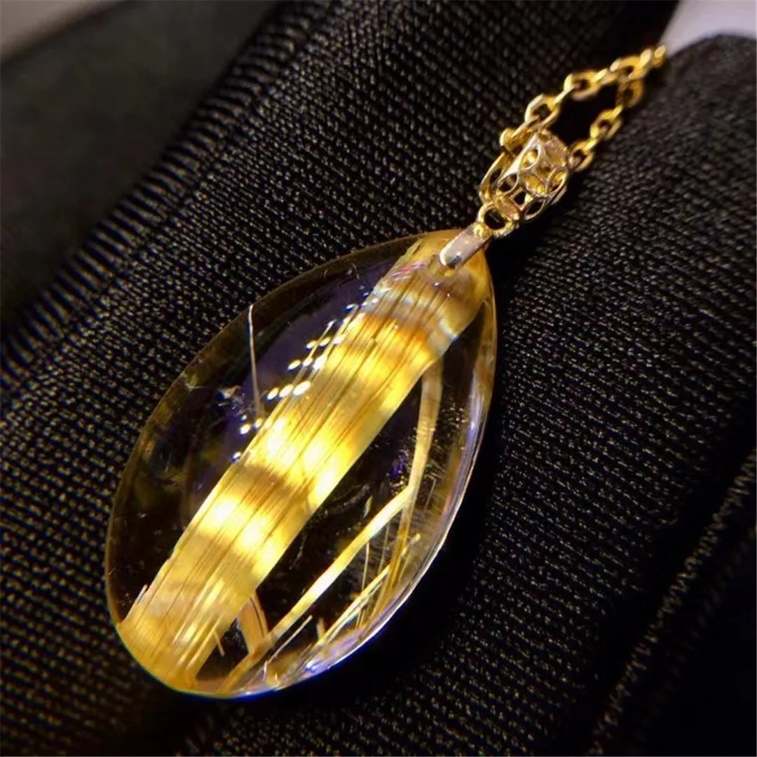 Natural Gold Rutilated Quartz Pendant Necklace 18K Gold For Woman Man Love Crystal 21x12x8mm Beads Clear Stone Jewelry AAAAA
Natural Gold Rutilated Quartz Pendant Necklace 18K Gold For Woman Man Love Crystal 21x12x8mm Beads Clear Stone Jewelry AAAAA