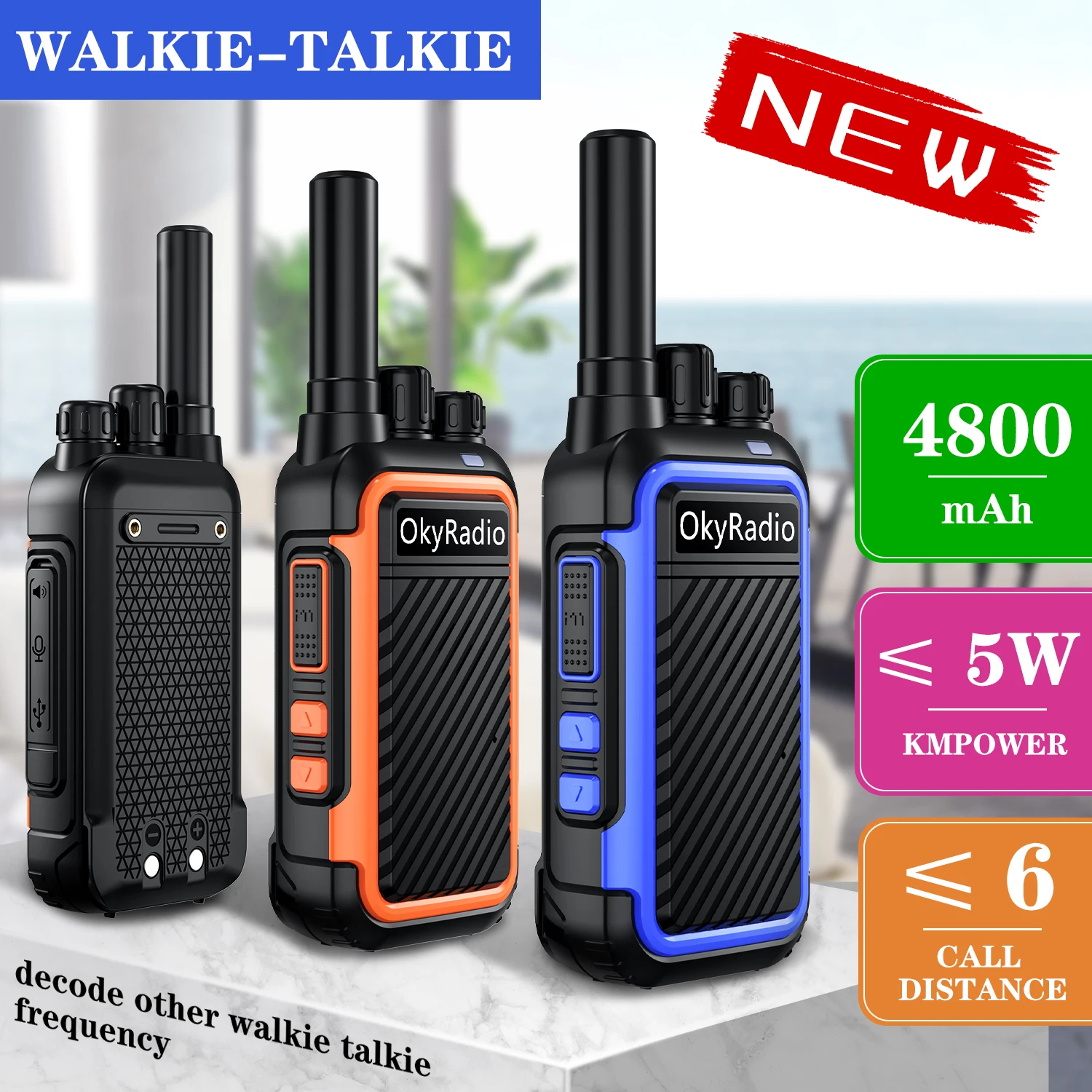 

2022 hot sale 4800mah okyRadio 5w portable waterproof walkie-talkie 6km call distance suitable for hotel construction sites etc