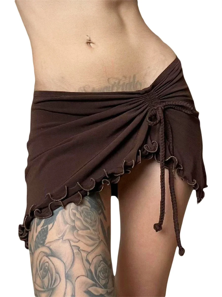 Женская Асимметричная мини-юбка, однотонная летняя юбка с заниженной талией и рюшами в стиле ретро, для пляжа, клуба, уличная одежда
Женская Асимметричная мини-юбка, однотонная летняя юбка с заниженной талией и рюшами в стиле ретро, для пляжа, клуба, уличная одежда