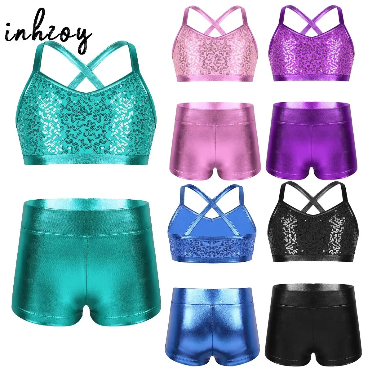 Kids Girls Jazz Ballet Dance Clothes Set Shiny Metallic Sequins Crop Tank Top With Booty Shorts Gymnastics Yoga Workout Costume
Kids Girls Jazz Ballet Dance Clothes Set Shiny Metallic Sequins Crop Tank Top With Booty Shorts Gymnastics Yoga Workout Costume