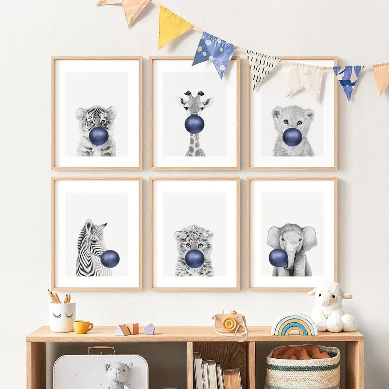 Cartoon Animal Blowing Bubbles Wall Art Poster Children's Canvases Room Paintings for Nursery Decorative Prints Wall Posters
Cartoon Animal Blowing Bubbles Wall Art Poster Children's Canvases Room Paintings for Nursery Decorative Prints Wall Posters