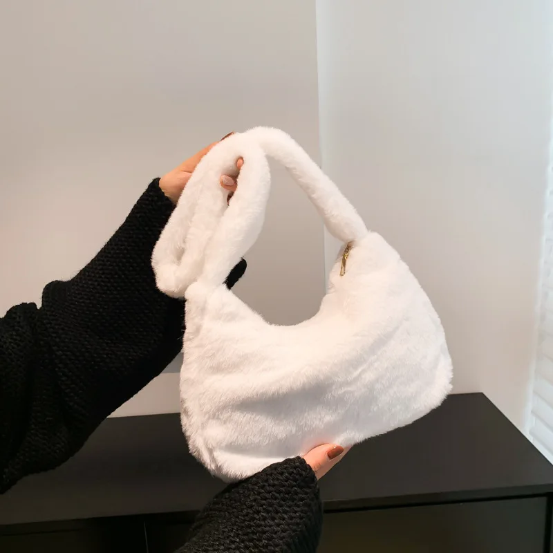 Simple Design Women Soft Plush Hobos Shoulder Bags Winter Furry Ladies Clutch Purse Handbag Fashion Female Underarm Bag
Simple Design Women Soft Plush Hobos Shoulder Bags Winter Furry Ladies Clutch Purse Handbag Fashion Female Underarm Bag