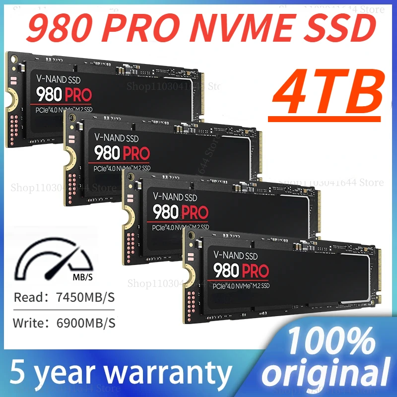 Original Brand 980Pro SSD 4TB/2TB M.2 2280 Internal Solid State Drive NVME Protocol PCIE4.0x4 Suitable for PS5/PC/Laptop/Desktop
Original Brand 980Pro SSD 4TB/2TB M.2 2280 Internal Solid State Drive NVME Protocol PCIE4.0x4 Suitable for PS5/PC/Laptop/Desktop