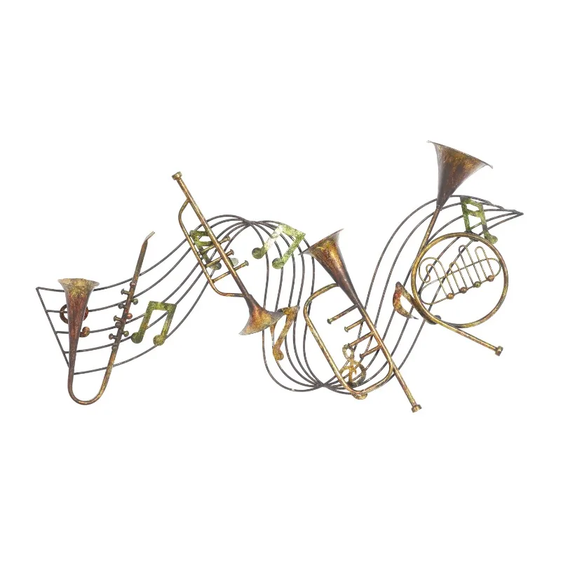 DecMode Brown Metal Musical Notes Wall Decor with Trumpets
DecMode Brown Metal Musical Notes Wall Decor with Trumpets