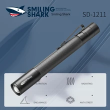 Smiling Shark SD1211 Pen Light Portable Zoomable Flashlight Rechargeable Waterproof Torch Light for Camping Hiking Outdoors