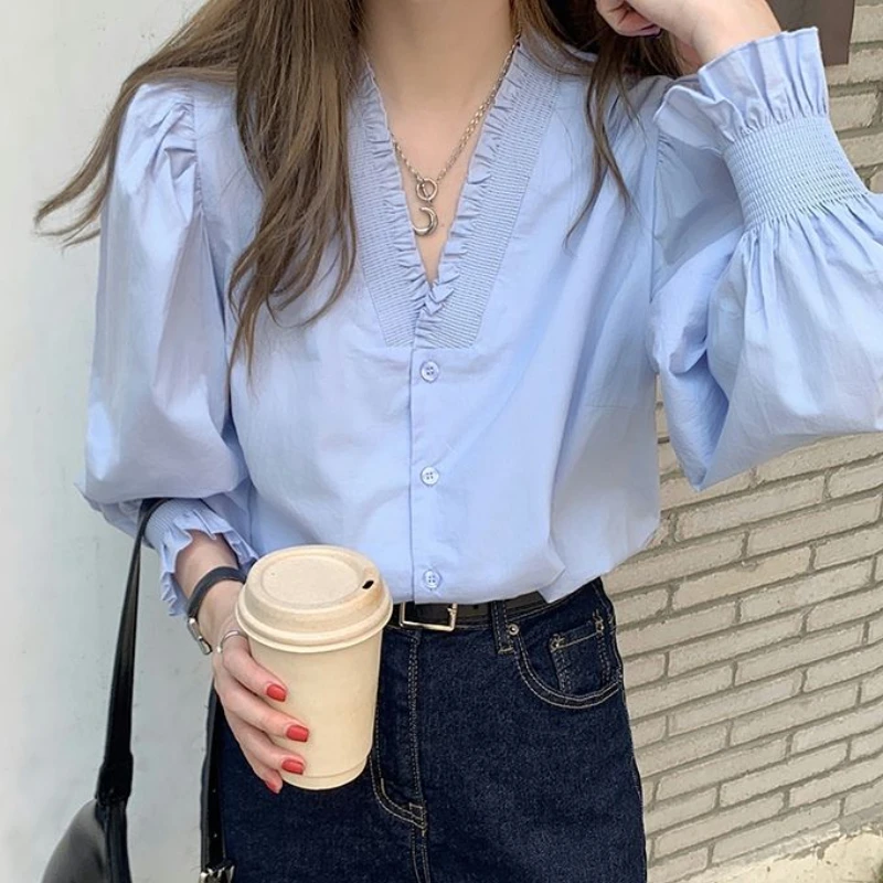 DUOFAN Shirts Women Spring French Style V-neck Tender Loose Edible Tree Fungus Blouses Lady Fashion Chic Casual Ulzzang Blusas
DUOFAN Shirts Women Spring French Style V-neck Tender Loose Edible Tree Fungus Blouses Lady Fashion Chic Casual Ulzzang Blusas