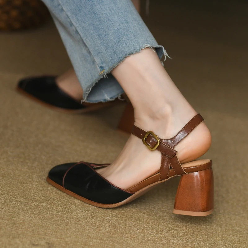 Women Pumps One Strap Summer Shoes Retro Style High Heel Elegant Women Sandal Square Toe Spring Atumn Cowhide Dress Shoes
Women Pumps One Strap Summer Shoes Retro Style High Heel Elegant Women Sandal Square Toe Spring Atumn Cowhide Dress Shoes
