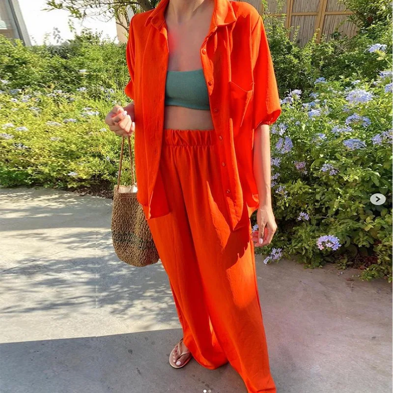 2022 Autumn New Products Women's Lantern Short-sleeved Shirt Top High Waist Wide Leg Trousers Two-piece Suit Women
2022 Autumn New Products Women's Lantern Short-sleeved Shirt Top High Waist Wide Leg Trousers Two-piece Suit Women