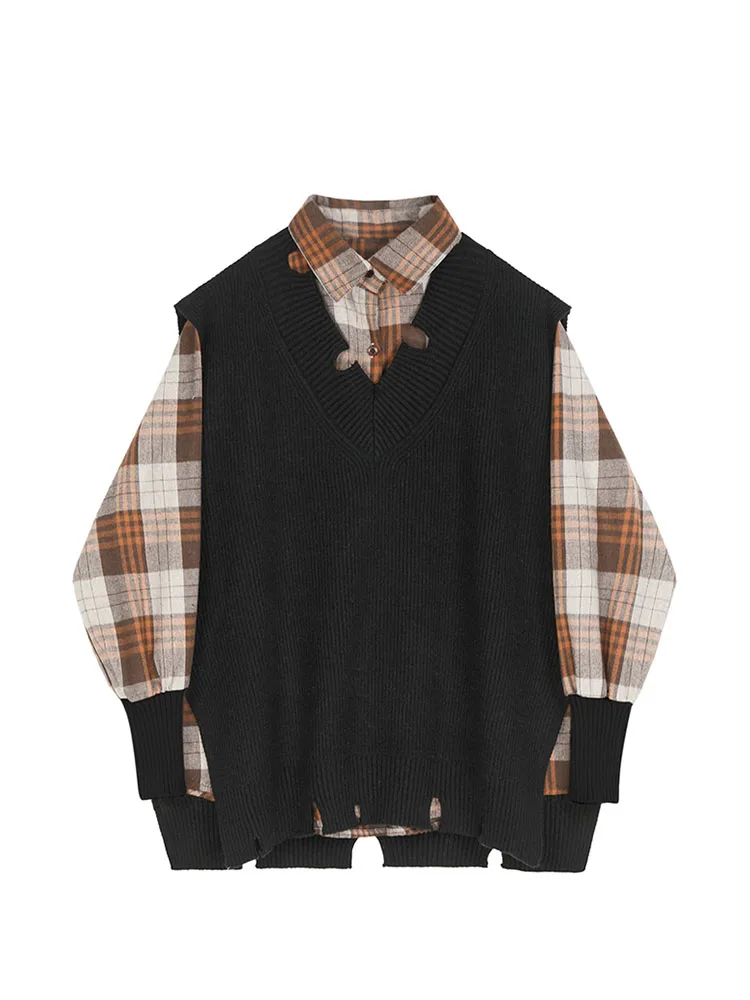 Plaid Long Sleeve Shirts And Black Vest Female Autumn 2022 Korean Loose Preppy Style Women's Two-Piece Sets Fashion New Clothing
Plaid Long Sleeve Shirts And Black Vest Female Autumn 2022 Korean Loose Preppy Style Women's Two-Piece Sets Fashion New Clothing