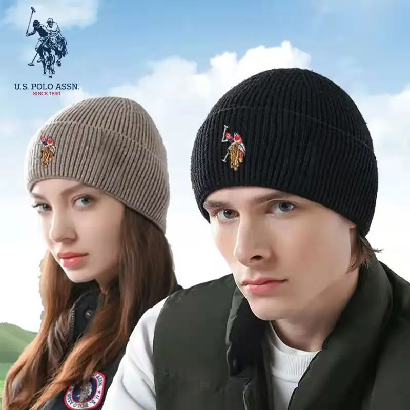 

Зимняя шапка U.S. Polo для мужчин, шапка женская, теплый мужской пуловер, кепка, шерстяная шапка для женщин и мужчин, ветрозащитная вязаная шапка, бейсболка