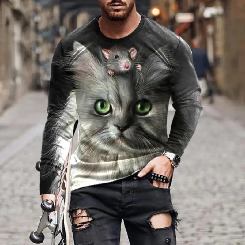 New 3D cat and mouse print graphic t shirts casual O-neck long sleeved animal series unisex T-shirts street kawaii y2k tops
New 3D cat and mouse print graphic t shirts casual O-neck long sleeved animal series unisex T-shirts street kawaii y2k tops