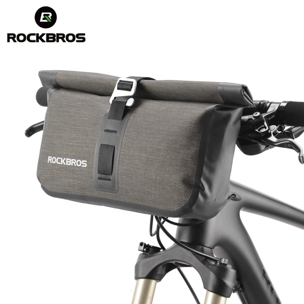 

Rockbros-bolsa para bicicleta de 5 l, quadrada frontal, à prova d'água, grande capacidade, para guidão, grade do porta-malas