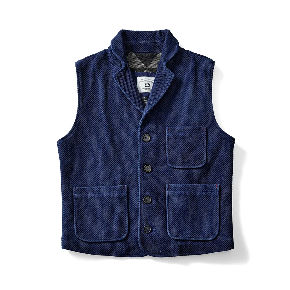 England Retro Indigo Jacket Vest Men Heavy Cotton Thick Lapel Multi-Pockets Blue Dyed Vest Autumn Fashion Casual Cardigan Coat
England Retro Indigo Jacket Vest Men Heavy Cotton Thick Lapel Multi-Pockets Blue Dyed Vest Autumn Fashion Casual Cardigan Coat