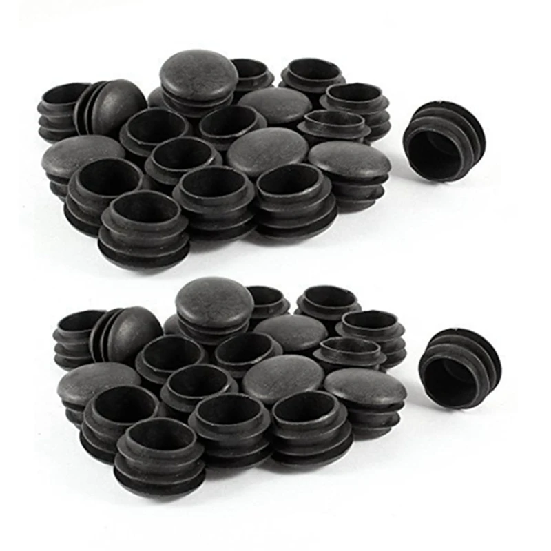 

40 шт., черные пластиковые концевые заглушки, диаметр 25 мм, Круглые трубчатые вставки