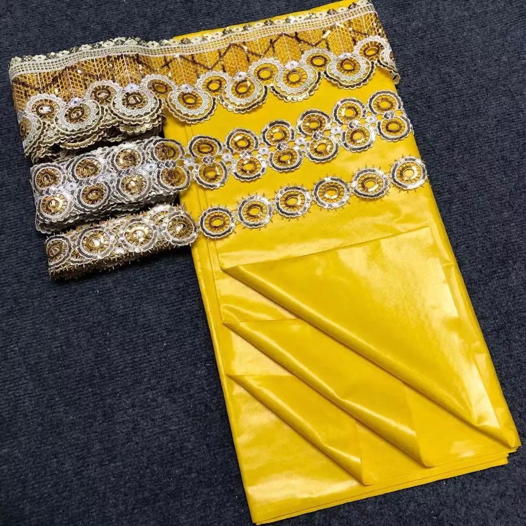 5Yards Yellow Perfume Bazin Riche Soft Brocade Fabric With 15yards Lace Embroidered Trim Accessories Ribbon For Crafts M715-4
5Yards Yellow Perfume Bazin Riche Soft Brocade Fabric With 15yards Lace Embroidered Trim Accessories Ribbon For Crafts M715-4