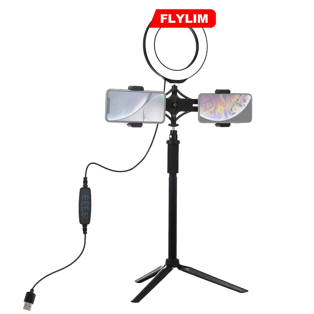 PULUZ Tripod Mount + Extension Rod + Live Broadcast Dual Phone Bracket + 6.2 inch LED Ring Vlogging Video Light Kits
PULUZ Tripod Mount + Extension Rod + Live Broadcast Dual Phone Bracket + 6.2 inch LED Ring Vlogging Video Light Kits