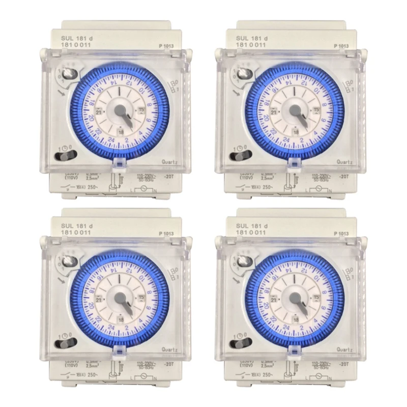 4X Analog Mechanical Timer Switch 110V-220V 24 Hours Daily Programmable 15Min Setting Time Switch Relay SUL181D
4X Analog Mechanical Timer Switch 110V-220V 24 Hours Daily Programmable 15Min Setting Time Switch Relay SUL181D