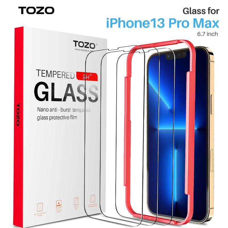 TOZO 3 Pcs Screen Protective for iPhone 13 Pro Max 6.7 Inch 0.26mm 9H Hardness 2.5D Mobile Phone Tempered Glass Protector
TOZO 3 Pcs Screen Protective for iPhone 13 Pro Max 6.7 Inch 0.26mm 9H Hardness 2.5D Mobile Phone Tempered Glass Protector