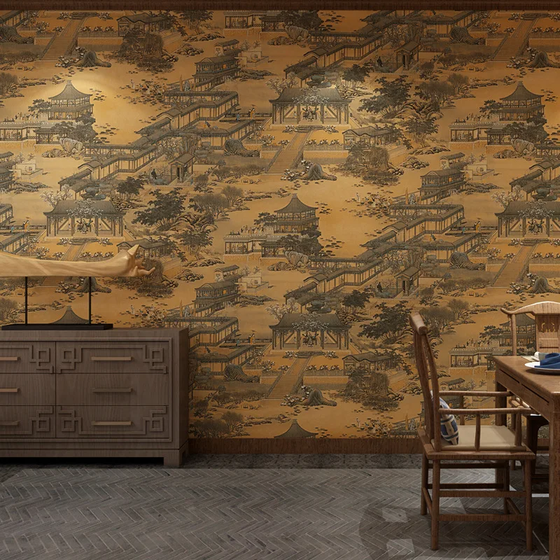 Chinese Classical Qingming Riverside Wallpaper Chinese Wind WallPaper Study Teahouse PVC Waterproof Printing Wallpaper W83
Chinese Classical Qingming Riverside Wallpaper Chinese Wind WallPaper Study Teahouse PVC Waterproof Printing Wallpaper W83