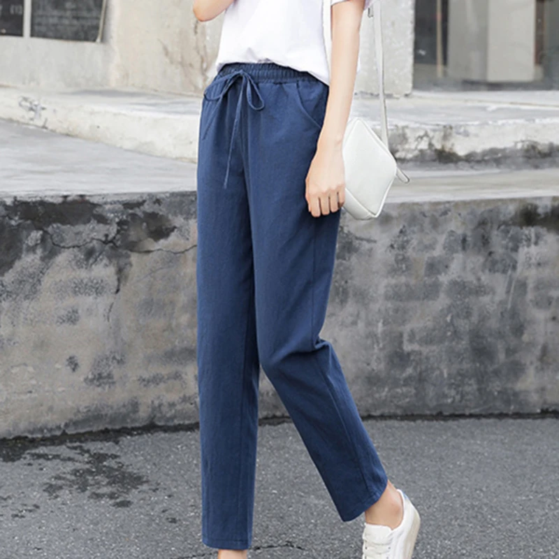 Autumn Women Pants Casual Solid Color Middle Waist Pocket Ankle Length Fashion Female Lace Up Harem Pants Streetwear
Autumn Women Pants Casual Solid Color Middle Waist Pocket Ankle Length Fashion Female Lace Up Harem Pants Streetwear