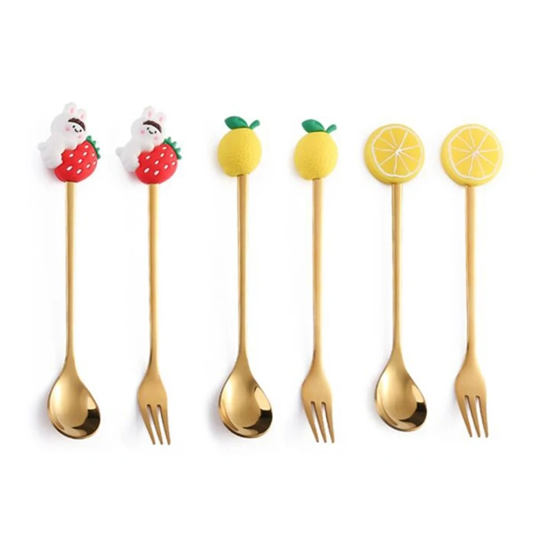 6Pcs Cute Fruit Shape Spoons and Forks Stainless Steel Mini Tableware Flatware Dessert Teaspoons Forks Coffee Stirring Spoons
6Pcs Cute Fruit Shape Spoons and Forks Stainless Steel Mini Tableware Flatware Dessert Teaspoons Forks Coffee Stirring Spoons
