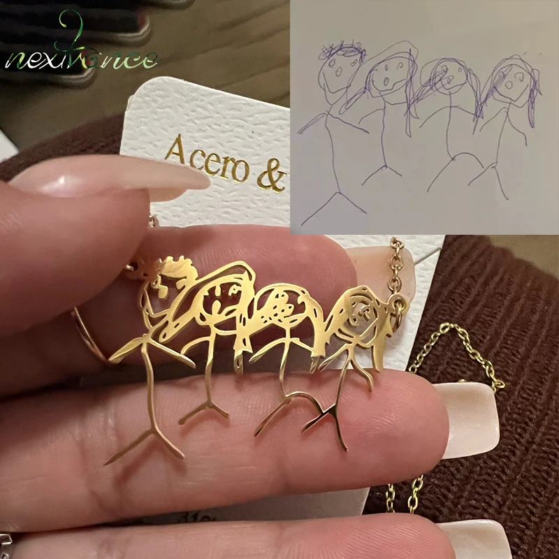 Nextvance Customized Kid's Drawing Necklace Bracelet Keychain Stainless Steel Personalized Children Art Handwriting Family Gifts
Nextvance Customized Kid's Drawing Necklace Bracelet Keychain Stainless Steel Personalized Children Art Handwriting Family Gifts