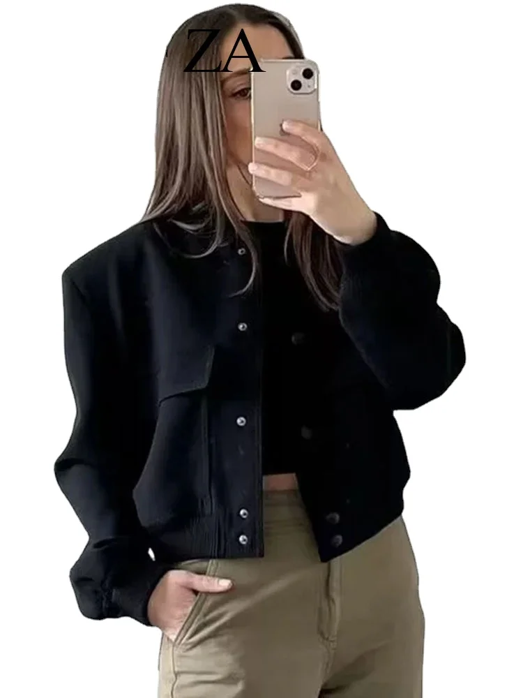 Женский винтажный укороченный жакет TRAFZA, однотонный тонкий жакет с карманами, круглым вырезом и длинным рукавом, пальто на пуговицах, женская уличная одежда, шикарные топы для женщин, 2023
Женский винтажный укороченный жакет TRAFZA, однотонный тонкий жакет с карманами, круглым вырезом и длинным рукавом, пальто на пуговицах, женская уличная одежда, шикарные топы для женщин, 2023