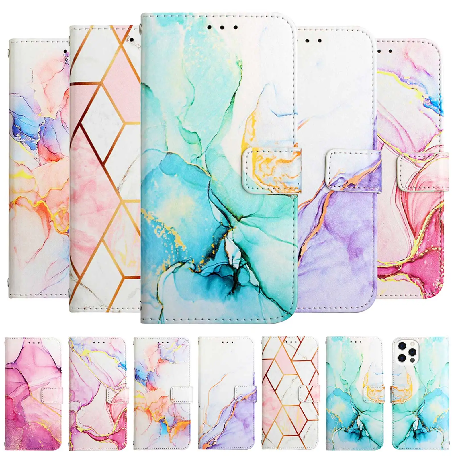 

Marble Card Slot Stand Case For OPPO A8 A31 A53 A53S A93 A54 A54S A74 A94 A55 A55S A16 A16S A36 A56 A76 A57 Leather Wallet Cover
