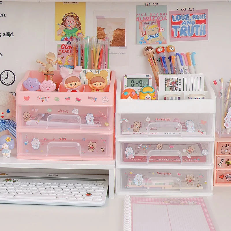 HCKG Cute Multi-storey Drawer Desktop Organizer Desk Storage Box Free Sticker School Office Stationery Cosmetic Home Storage Box 
HCKG Cute Multi-storey Drawer Desktop Organizer Desk Storage Box Free Sticker School Office Stationery Cosmetic Home Storage Box