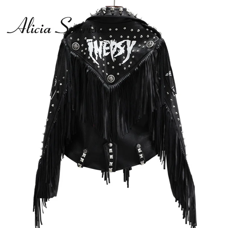 2022 Short Faux Leather Jacket Women Black Streetwear Slim Fit Tassel Rivet Turn-down Collar Motorcycle Jacket Biker Coat
2022 Short Faux Leather Jacket Women Black Streetwear Slim Fit Tassel Rivet Turn-down Collar Motorcycle Jacket Biker Coat