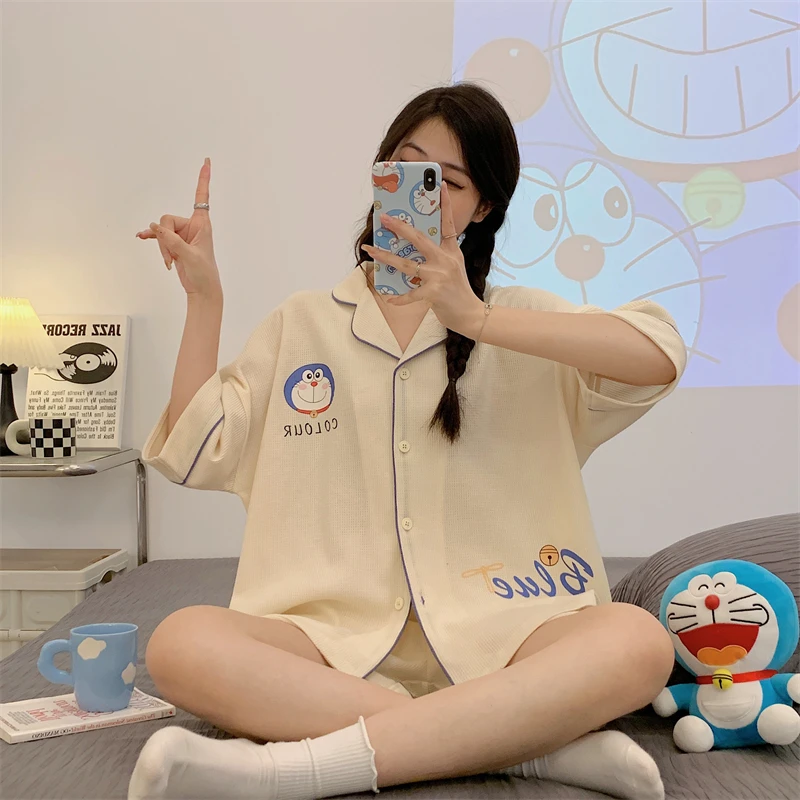 Anime Summer Sleepwear Women Pajamas Set Doraemon Pijamas Cotton Cute Loungewear Lady's Pyjama Femme Clothes
Anime Summer Sleepwear Women Pajamas Set Doraemon Pijamas Cotton Cute Loungewear Lady's Pyjama Femme Clothes
