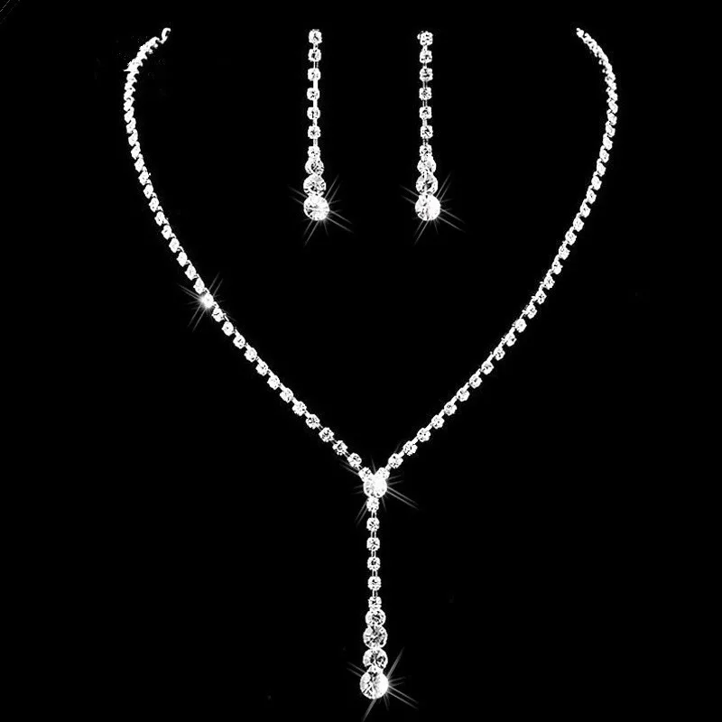 Fashion Ladies Jewelry Set Water Drop Crystal Jewelry Set Rhinestone Necklace Earrings Bridal Wedding Clothing Accessories
Fashion Ladies Jewelry Set Water Drop Crystal Jewelry Set Rhinestone Necklace Earrings Bridal Wedding Clothing Accessories