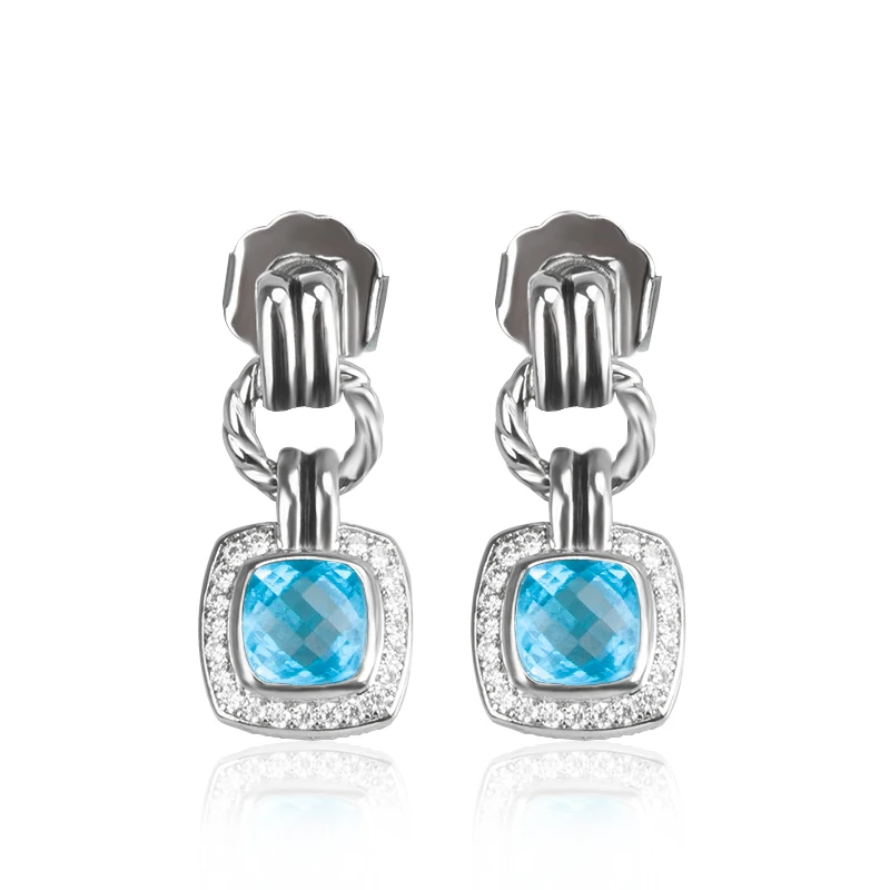 

JADE ANGEL Trendy Women Earrings Elegant Inlaid Blue and Small Cystal Zircon Dangler High Jewelry Banquet Wedding Birthday Gift