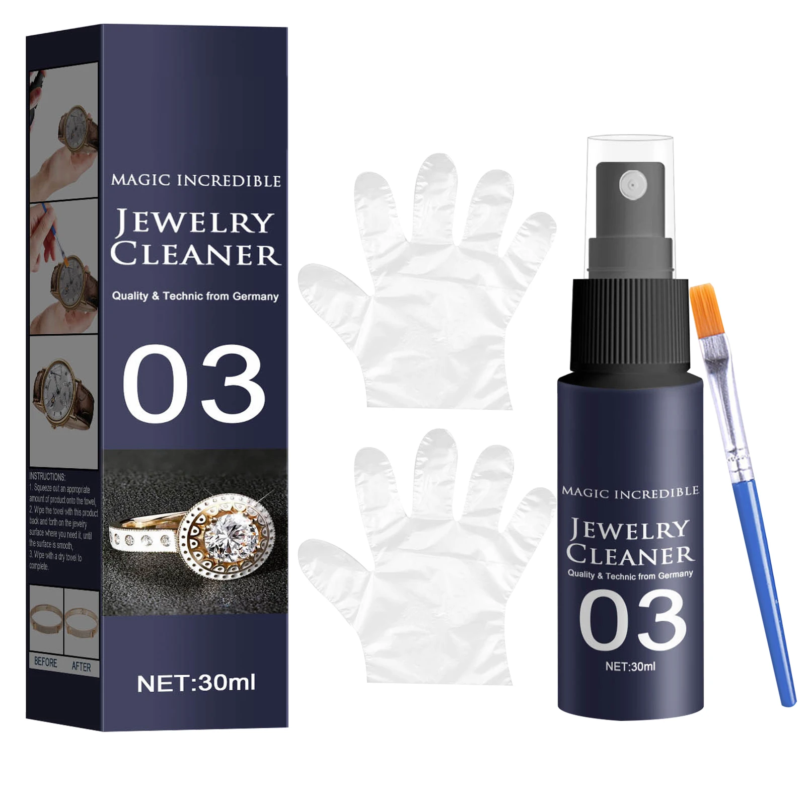 30ML Jewelry Cleaner Multi-use Household Rust Remover For Ring Diamond Gold Titanium Pearls Maintenance
30ML Jewelry Cleaner Multi-use Household Rust Remover For Ring Diamond Gold Titanium Pearls Maintenance